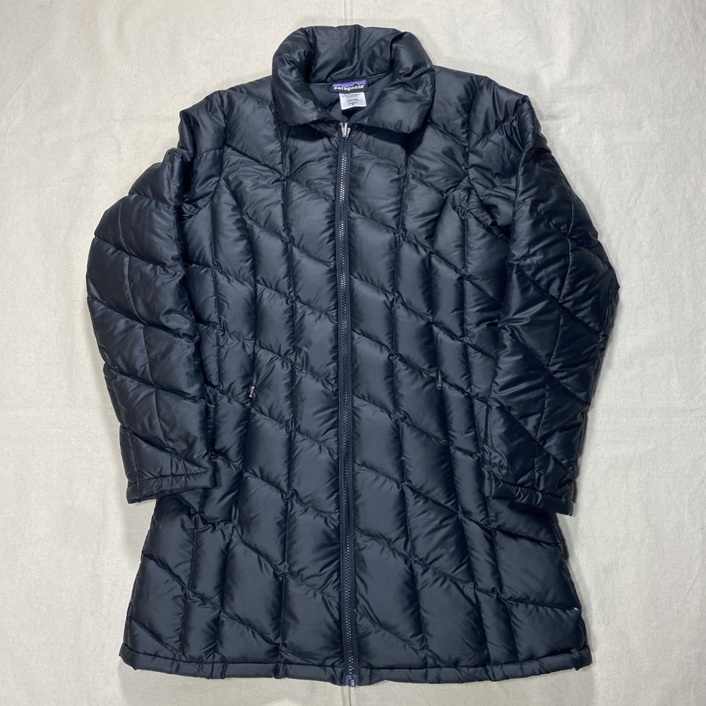 Patagonia Womens Down Parka S Black Quilted Puffer Jacket Coat Lightweight Slim